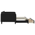 vidaXL Lit de jour avec gigogne et tiroirs noir 90x200 cm tissu