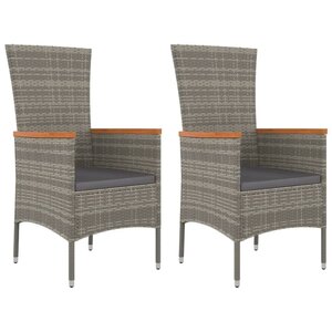 vidaXL Chaises de jardin avec coussins lot de 2 Résine tressée Gris