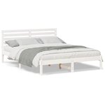 vidaXL Cadre de lit Blanc 160 x 200 cm Bois massif en pin