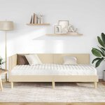 vidaXL Cadre de lit d'angle avec matelas Autre 2 Pièces Crème tissu