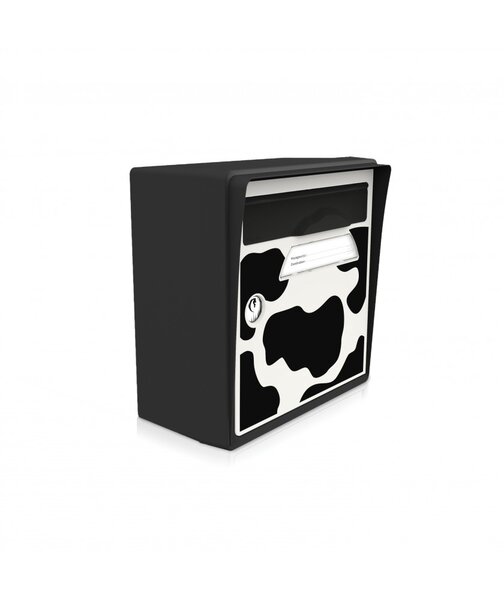 Boîte aux lettres noire murale "Vachement belle"