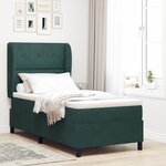 Lit à sommier tapissier avec matelas Vert foncé 90x190 cm Velours