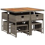 vidaXL Ensemble à manger de jardin 9 Pièces coussins gris résine tressée