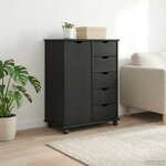 vidaXL Cabinet roulant Gris 63 5 x 39 x 79 cm Bois de Pin Massif