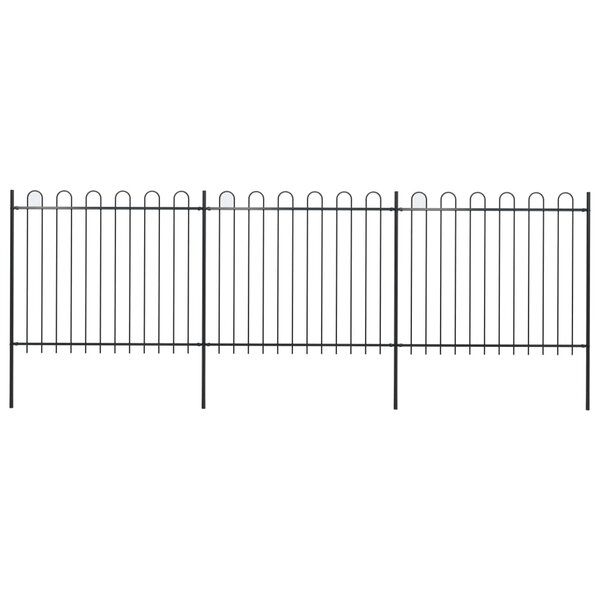 vidaXL Clôture de jardin avec dessus en cerceau Acier 5 1 x 1 5 m Noir