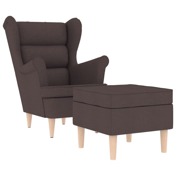vidaXL Fauteuil avec repose-pied Marron foncé Tissu