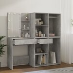 vidaXL Coiffeuse à LED avec 2 armoires Gris béton Bois d'ingénierie