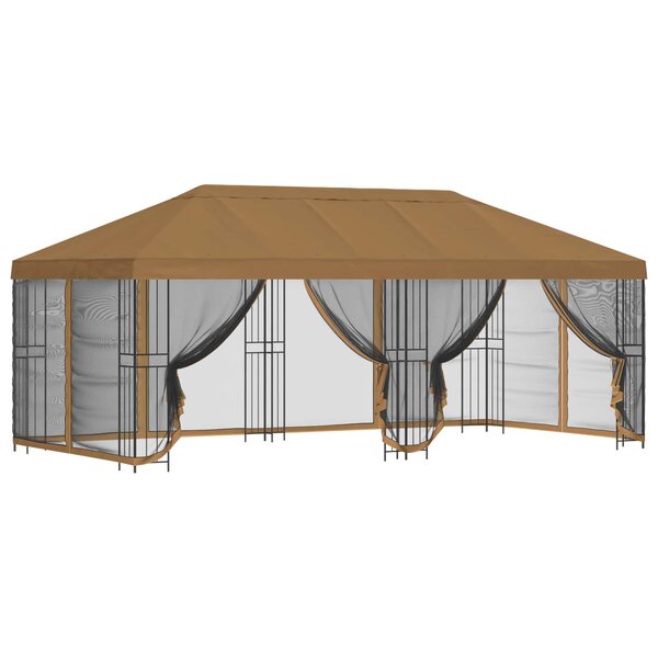 vidaXL Gazebo avec murs latéraux 6 x 3 m Beige Polyester et Acier