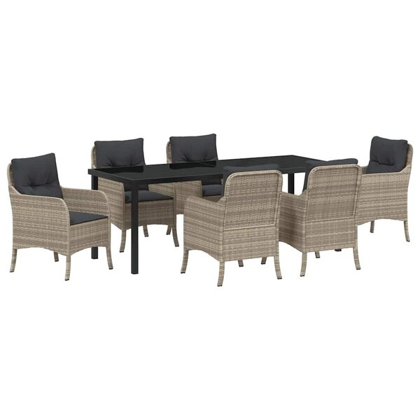 vidaXL Ensemble de salle à manger pour jardin 7 pc Gris clair