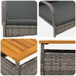 vidaXL Ensemble bistro de jardin avec coussin 3 Pièces Gris polyrotin