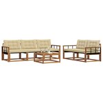 vidaXL Ensemble de canapés d'extérieur 6 Pièces Naturel et Beige