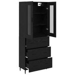 vidaXL Haut Armoire 2 Pièces Chêne noir Bois Aggloméré et Verre