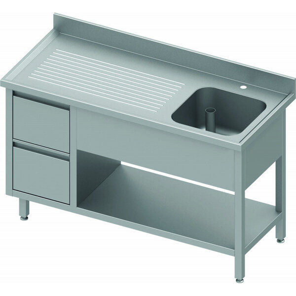 Plonge à 1 bac inox - 2 tiroirs & etagère - profondeur 800 - stalgast - acier inoxydable1200x800 x800x900mm