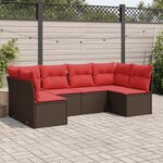 vidaXL Salon de jardin 6 Pièces avec coussins marron résine tressée