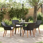 vidaXL Ensemble de salle à manger pour jardin 5 Pièces Noir polyrotin