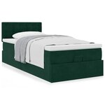 vidaXL Cadre de lit ottoman avec matelas vert foncé 90x200 cm velours