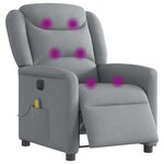 vidaXL Fauteuil de massage inclinable électrique gris clair tissu