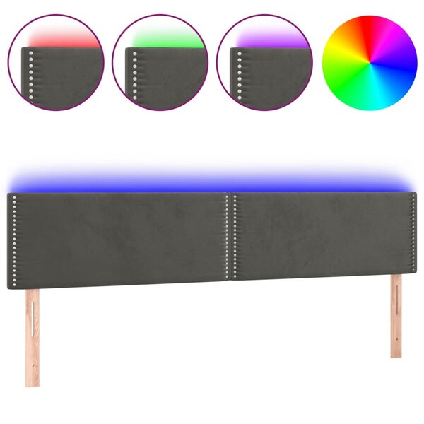 vidaXL Tête de lit à LED Gris foncé 180x5x78/88 cm Velours