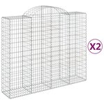 vidaXL Paniers à gabions arqués 2 Pièces 200x50x160/180 cm Fer galvanisé