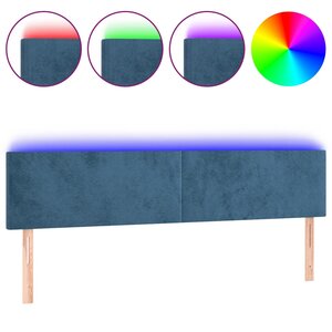 vidaXL Tête de lit à LED Bleu foncé 200x5x78/88 cm Velours