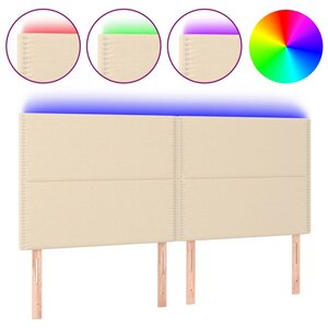 vidaXL Tête de lit à LED Crème 200x5x118/128 cm Tissu