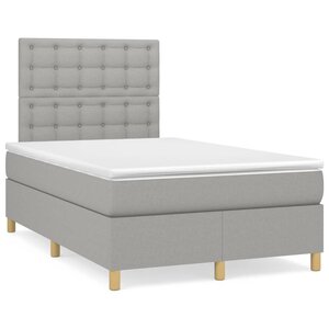 vidaXL Sommier à lattes de lit avec matelas Gris clair 120x200cm Tissu