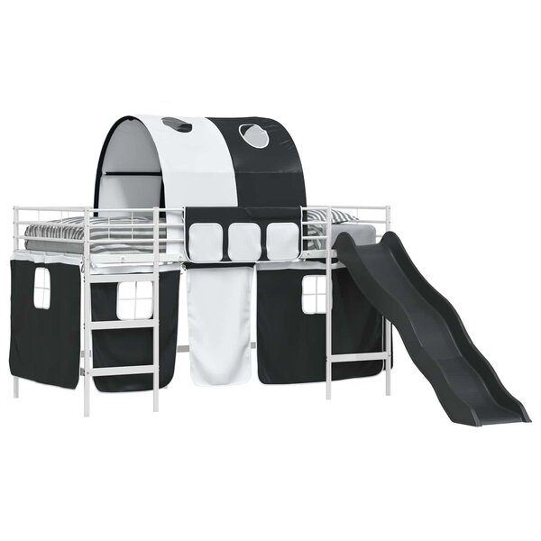 vidaXL Lit mezzanine pour enfants Blanc et Noir 99 5 x 200 cm Métал