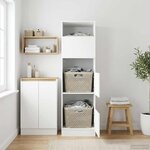 vidaXL Armoire à Laver avec stockage Blanc Bois d'ingénierie