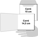 Carte carrée meilleurs vœux bonne année sapins argentés avec enveloppe blanche