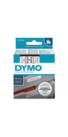 DYMO LabelManager cassette ruban D1 19mm x 7m Noir/Blanc (compatible avec les LabelManager et les LabelWriter Duo)