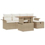 vidaXL Canapés de Jardin 6 Pièces avec Coussins Beige Rotin Poly