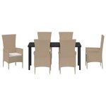 vidaXL Ensemble de salle à manger pour jardin 7 Pièces Beige polyrotin