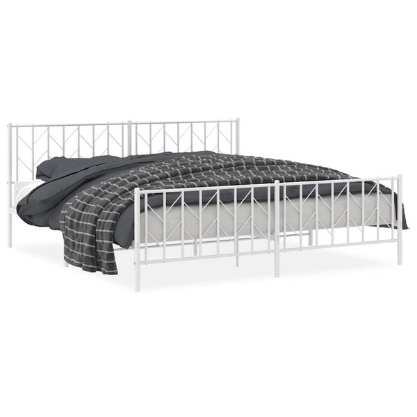 vidaXL Cadre de lit métal sans matelas et pied de lit blanc 193x203 cm
