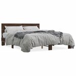vidaXL Cadre de lit chêne marron 150x200 cm bois d'ingénierie et métal
