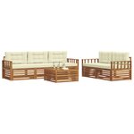 vidaXL Ensemble de canapés d'extérieur 6 Pièces Naturel et Crème