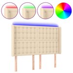 vidaXL Tête de lit à LED Crème 147x16x118/128 cm Tissu