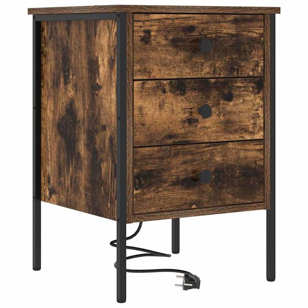 vidaXL Cabinet de chevet Chêne fumé 42 x 41 x 61 cm Bois d'ingénierie