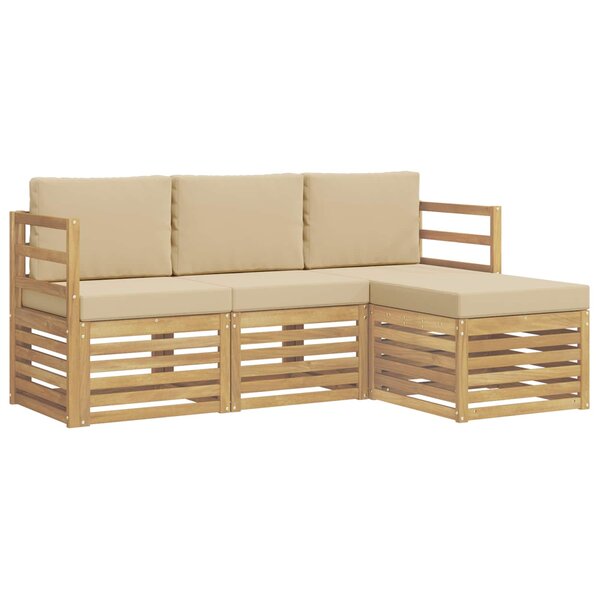 vidaXL Ensemble de canapés d'extérieur 4 pc Blanc et Beige Polyester