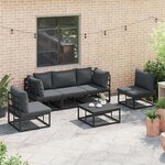 vidaXL Ensemble de canapé de jardin 6 Pièces Noir 70 x 70 x 32 cm