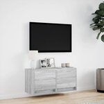 vidaXL Meuble TV mural avec lumières LED sonoma gris 80x31x35 cm