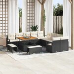 vidaXL Ensemble de canapé de jardin 13 Pièces Noir Poly rotin