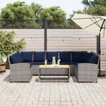 vidaXL Canapé de jardin avec coussins Gris Résine tressée