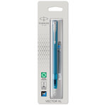 Parker vector xl stylo plume  laque turquoise métallisée sur laiton  plume moyenne  encre bleue  blister