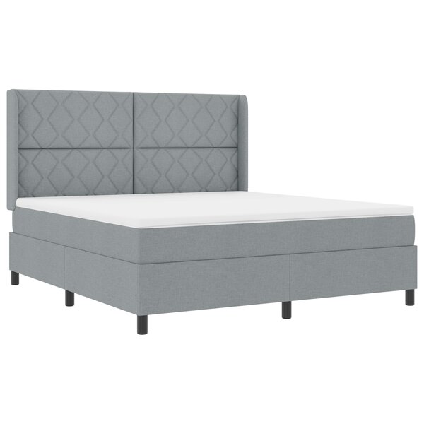 vidaXL Lit à ressorts avec matelas et lumière LED grise clair 180x200 cm en tissu