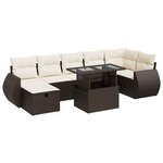 vidaXL Salon de jardin 8 Pièces avec coussins marron résine tressée