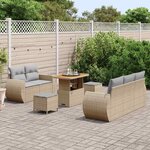 vidaXL Ensemble de canapé de jardin 8 Pièces Beige polyrotin