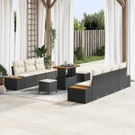 vidaXL Ensemble de canapé de jardin avec coussin 10 Pièces Noir et Crème