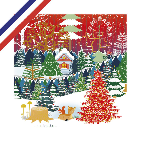 Carte tri-volet de vœux forêt