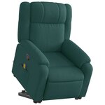 vidaXL Fauteuil inclinable de massage Vert foncé Tissu