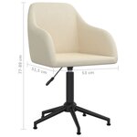 vidaXL Chaise pivotante de salle à manger Crème Velours